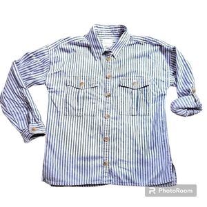 American Eagle sz XS Oversized Blue White Stripe Button Up Top